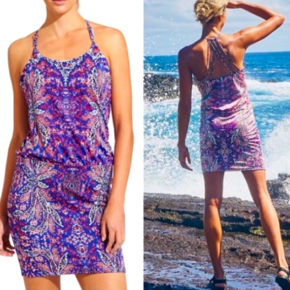 Athleta Aqualuxe Swim Dress Purple Paradise